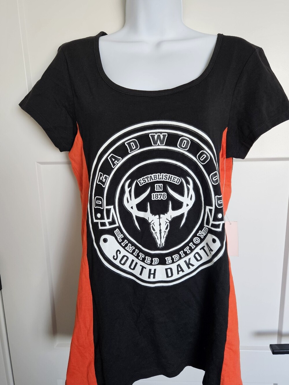 NWT Vance Biker Wear Tee Shirt - Orange and Black LARGE